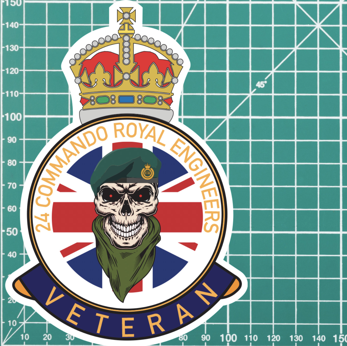24 Commando Royal Engineers Veteran UV Laminated Skull & Beret Decal - Picture 5 of 8