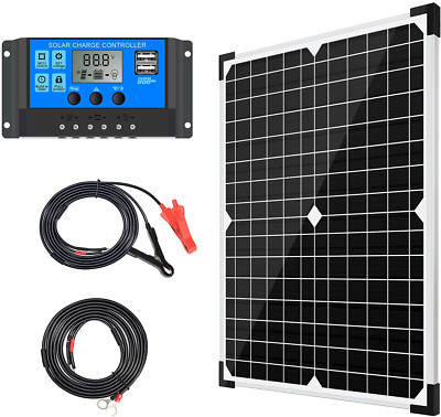 20W 12 Volt Battery Charger Solar Powered Panel for Car Dump Trailer Boat Marine