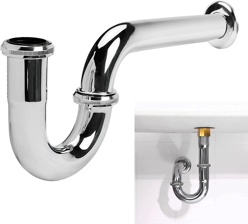 Stainless Steel P-Trap  1 1/4 Inch Bathroom Basin Sink Waste Trap with Washer