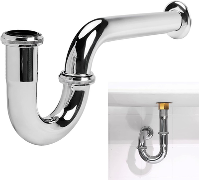 Stainless Steel P-Trap - 1 1/4 Inch Bathroom Basin Sink Waste Trap with Reduc...