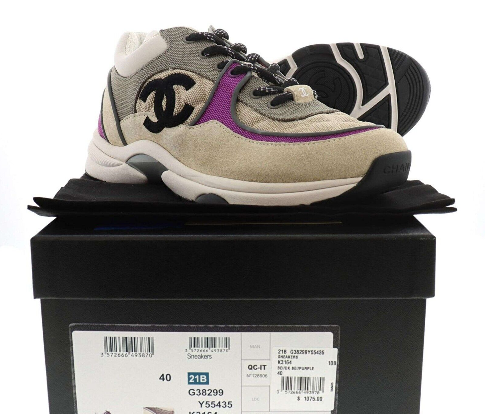 Chanel Low Top Trainer 'CC Logo' Sneakers Size 40 K3164 Chanel Low Top Trainer 'CC Logo' Sneakers Size 40 K3164