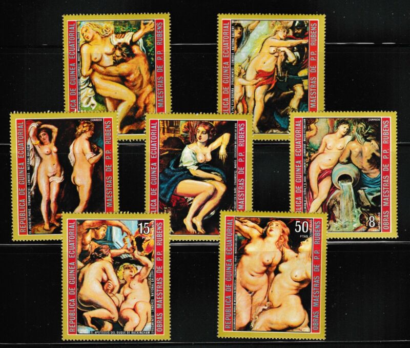 Rubens Nude Paintings Set Of 7 Mnh Stamps 1972 Equatorial Guinea 
