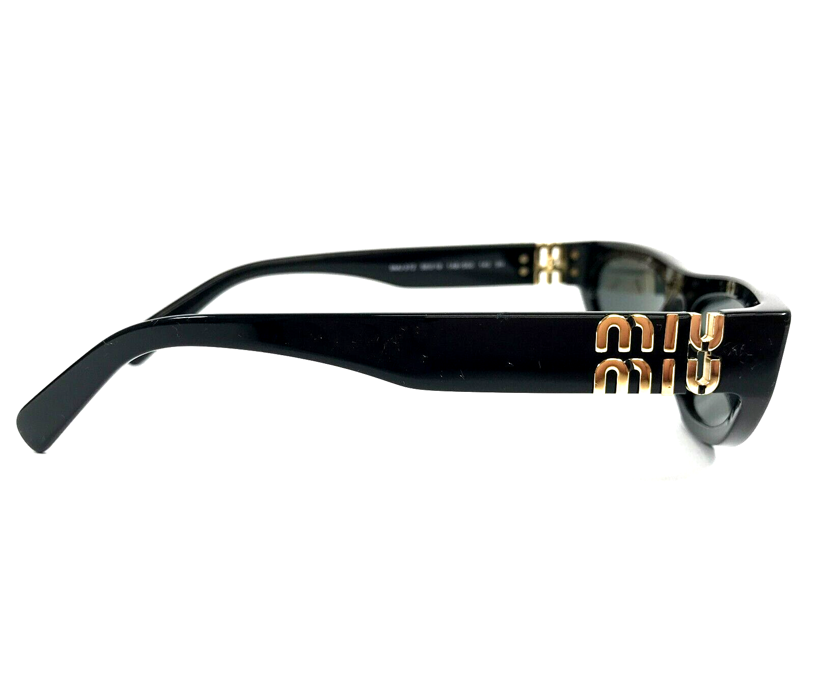 MIU MIU MIU MIU SUNGLASSES SMU07Z 1AB-5S0 SHINY BLACK CAT EYE FRAMES W/ DARK GREY LENSES