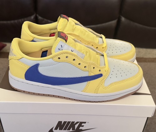 Pre-owned Nike Deadstock  Jordan 1 Retro Low Og Sp Travis Scott Canary Size 9w Ds In Yellow