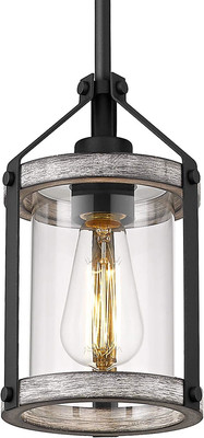 HANASS Farmhouse Glass Pendant Light Fixtures, White Wood Pendant Lighting for K