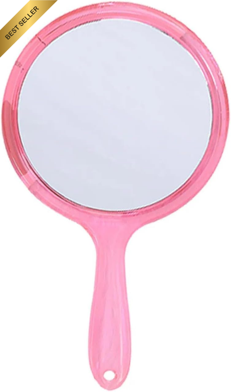 Handheld round Mirror Double Sided with Handle for Makeup and Travel, 10.5 X 5.7