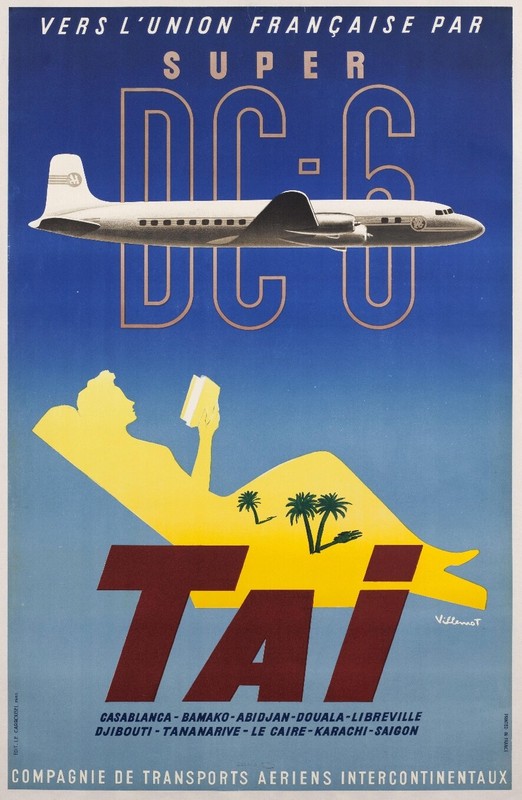 Airlines Tai Avion Super Dc-6 Rimm-Poster 50x75cm D'Une Affiche Vintage