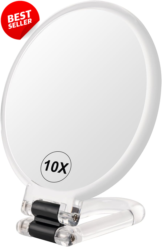 Double Sided Magnifying Mirror 1X 10X Foldable Travel Vanity Hand Desk - US