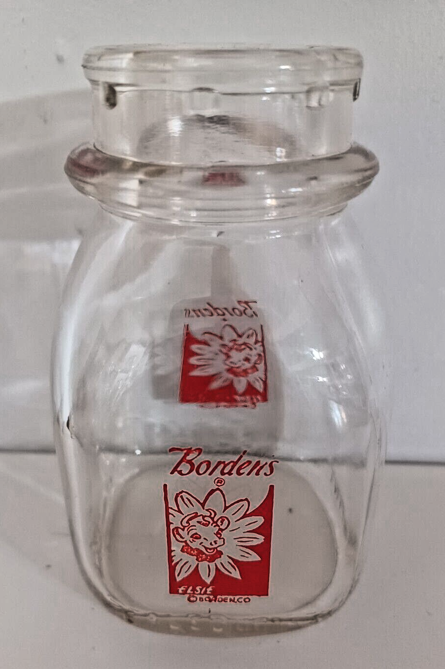 Vintage! Borden's Dairy Glass Milk Half Pint Bottle w/ Elsie