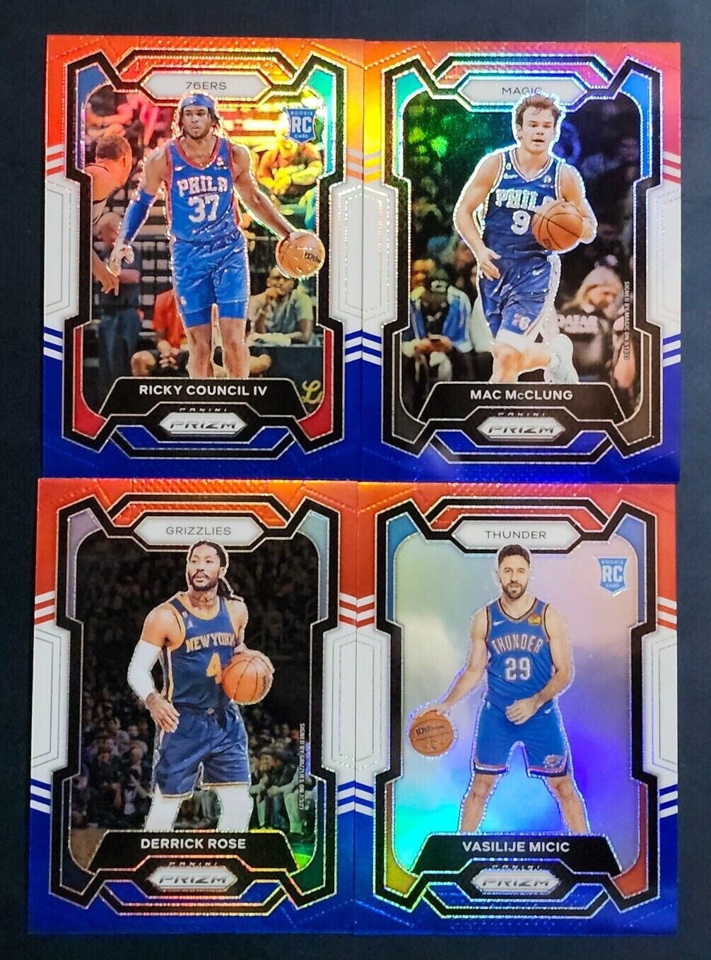 2023-24 Prizm Basketball RED WHITE BLUE PRIZMS 201-300 with Rookies You Pick