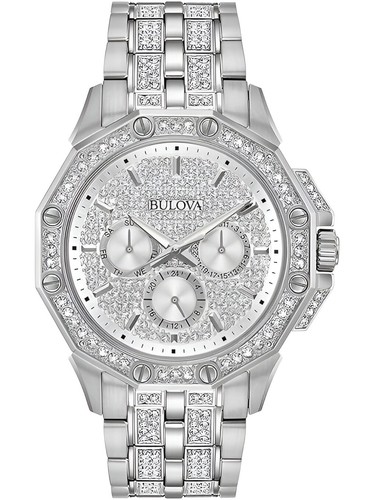 Pre-owned Bulova Men's Watch Octava Quartz Silver Dial Stainless Steel Bracelet 96c134