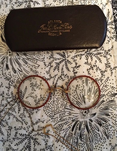 ANTIQUE Gold Filled PRINCE Nez Eyeglasses Bakelite Trim With Chain & Hair Pin