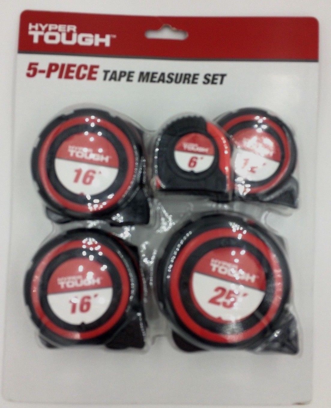 Tape Measure 5-Pack Hyper Tough 6ft, 12ft, (2) 16ft and 25ft