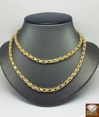 Pre-owned Globalwatches10 Real 10k Yellow Gold Byzantine Chino Chain 22 Inch 4mm 10k Cuban