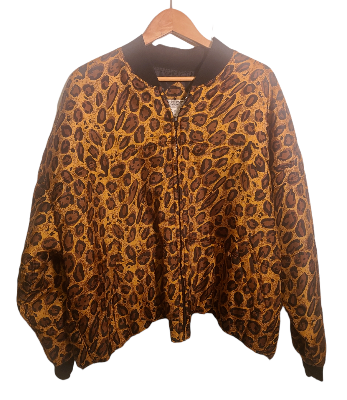 SELENE Paris VTG Women's Sz 3X 100% Silk Bomber Jacket Zip