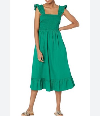 The Drop Women's Kimi Ruffled-Shoulder Smocked Midi Dress