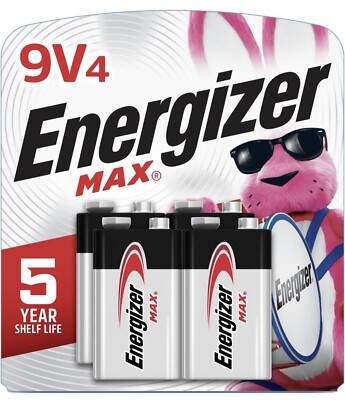 Energizer MAX 9V Batteries Alkaline Batteries 4 Pack