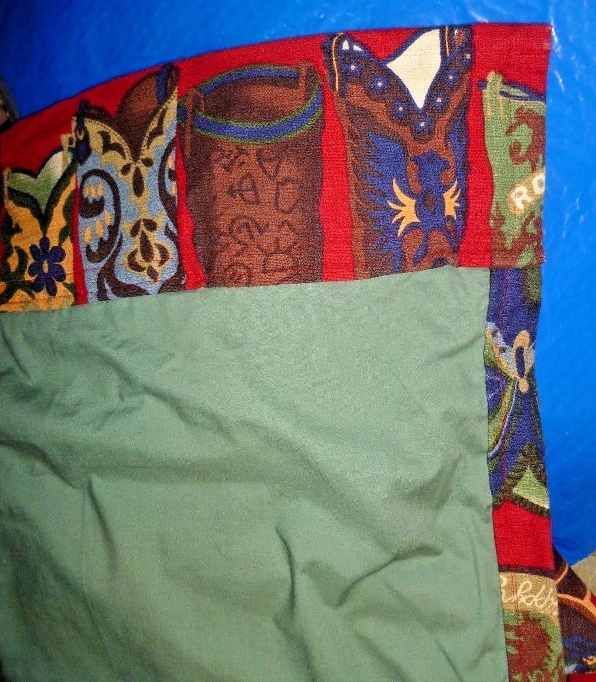 ROUNDUP COWGIRLS  Barkcloth MODA Fabric Upholstery Boots lined drape panel 2+ yd