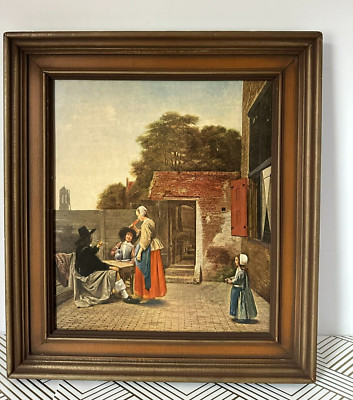 Vintage Dutch Courtyard By Pieter de Hooch National Gallery Art Print Framed