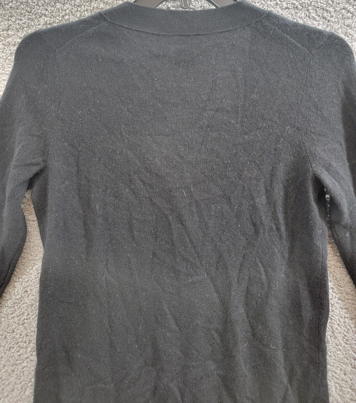 C by Bloomingdale's Cashmere Grandfather Cardigan Women's M Black Button Front - Picture 15 of 18