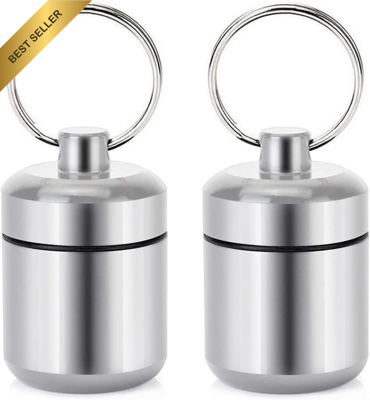 Pill Keychain Holder - 2 Pack of Small Pill Box Waterproof Pill Fob Organizer Po