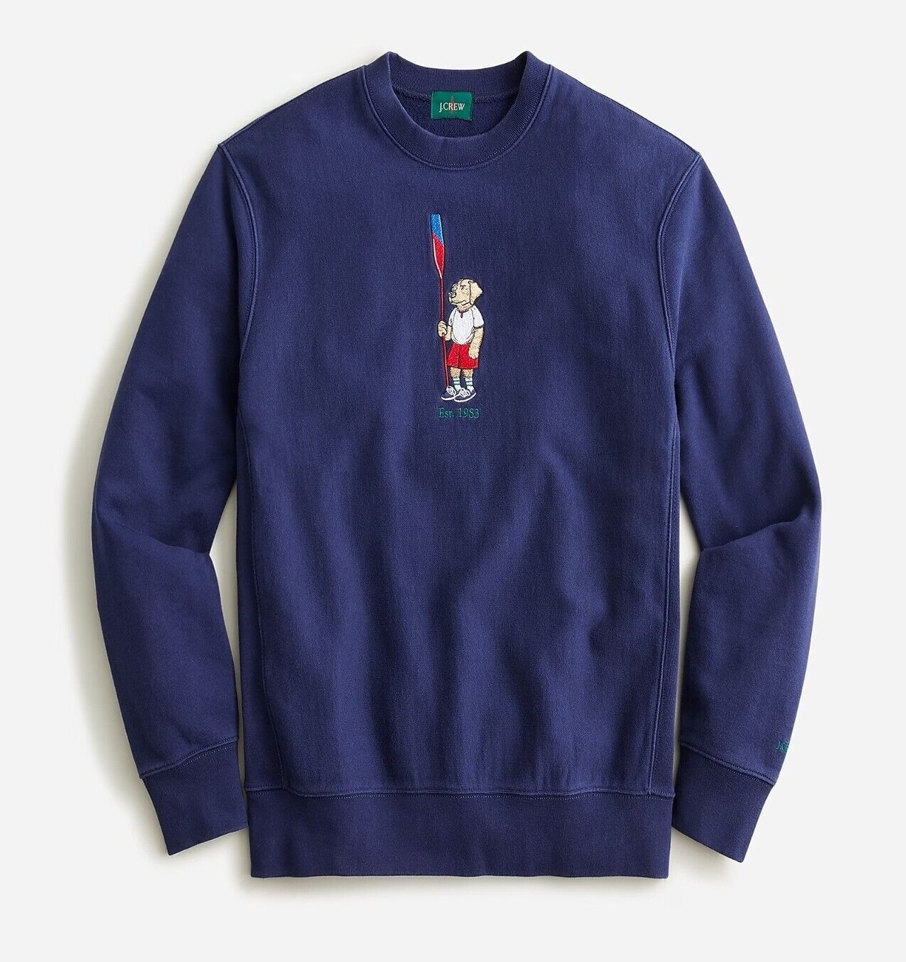 【GRAVER】23SS★ Blue Beanie Dog Perito Sweatshirt J. CREW Men's Embroidered Oarsman Dog Sweatshirt Heritage 14