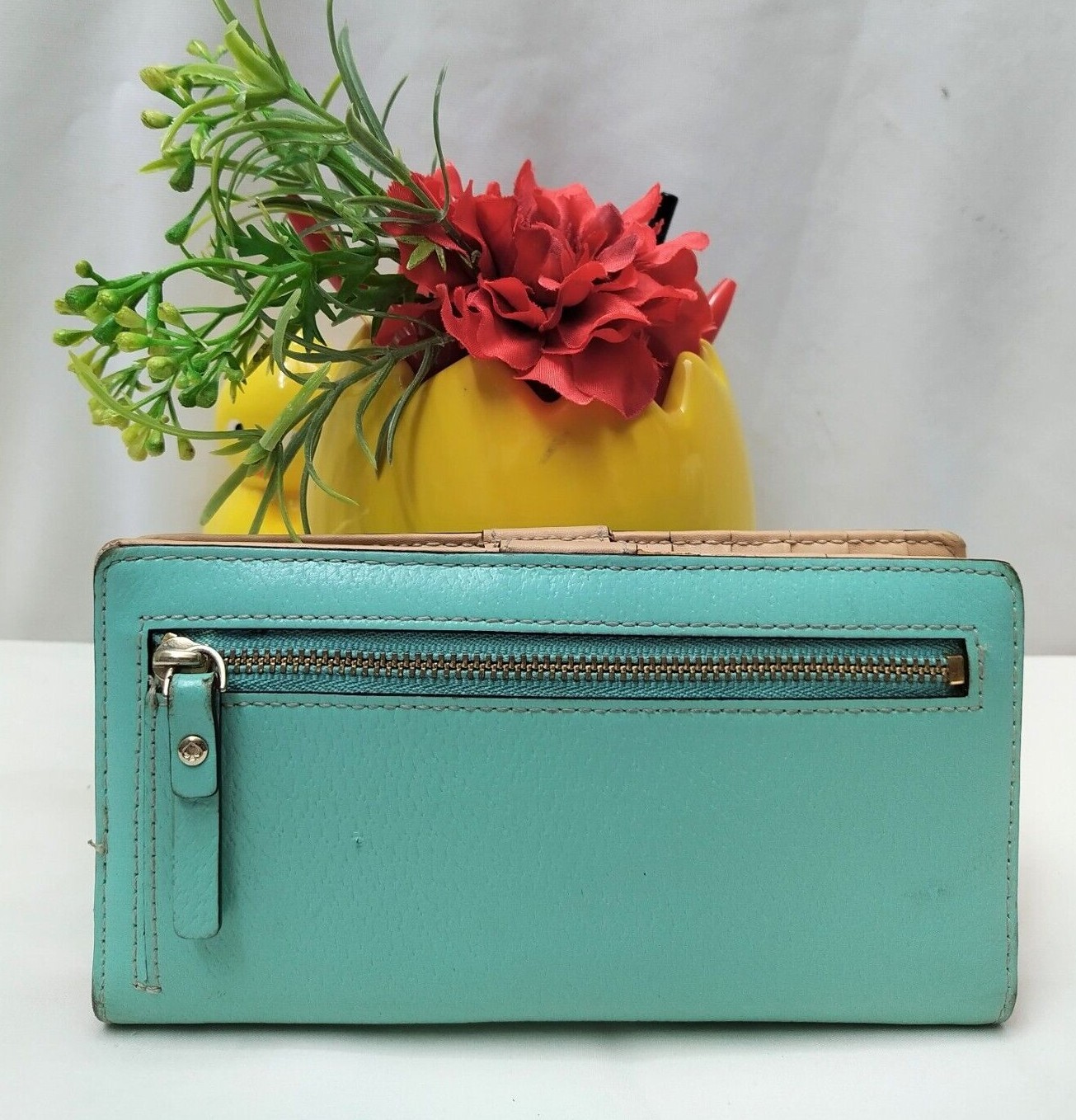 ☆LeSportsac☆ Playful Cats Sky Blue Compact Zip Wallet 1020