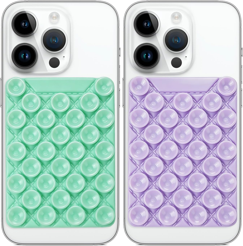2 Pack Silicone Suction Phone Case Mount Double Sided,Non Slip Suction Cup,Selfi