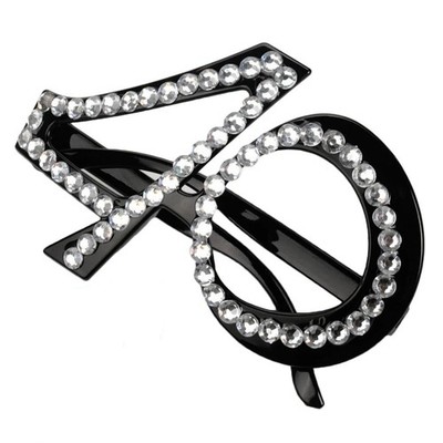 Wxinsheng Occhiali Compleanno 40, Triangolari, Strass, Nero, Rétro,