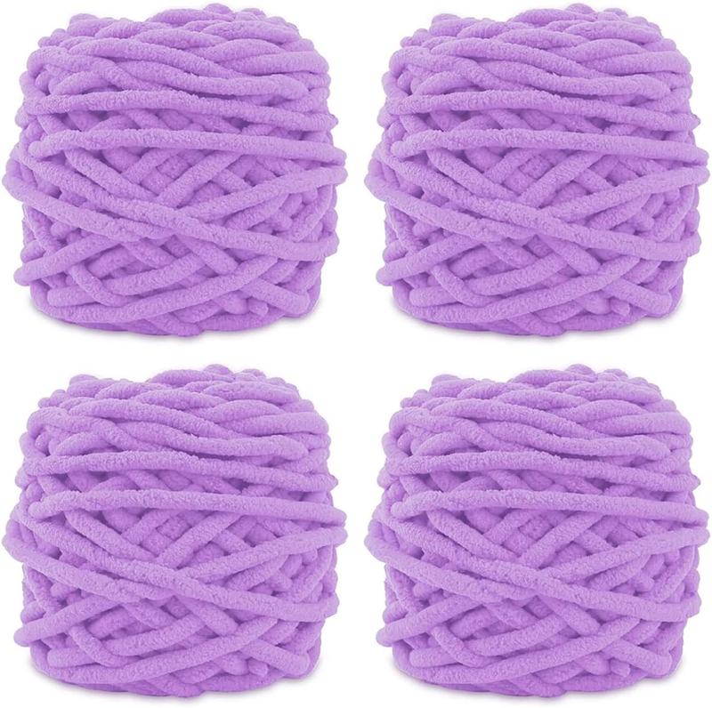 Soft Cotton Knitting Yarn 4 Packs, Fluffy Cotton Yarn Perfect for Soft Throw and