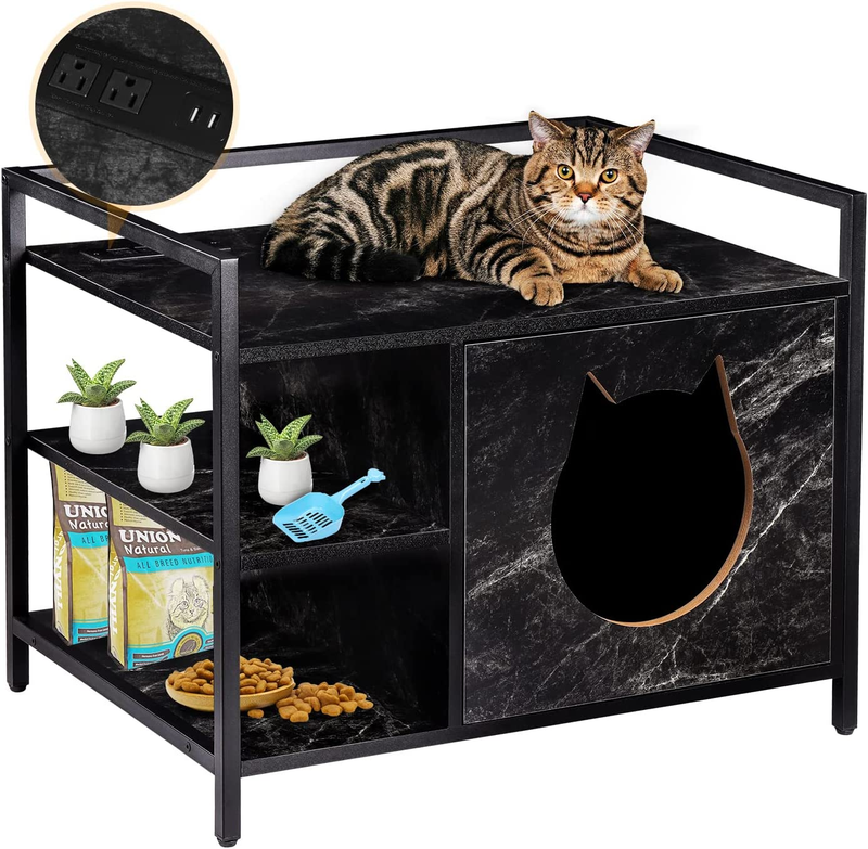 Furniture Hidden Litterbox Enclosures With Charging Station