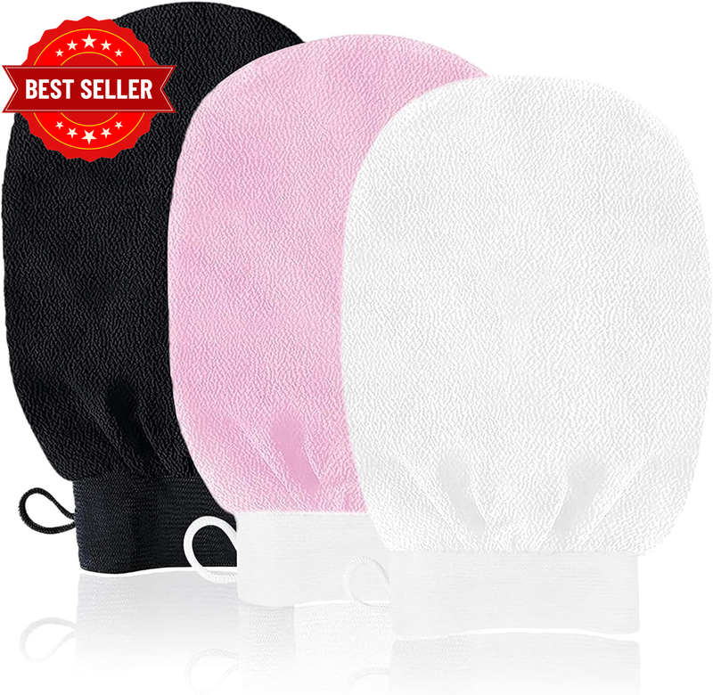 3 Pack Korean Exfoliating Mitts Body Scrub Glove Bath SPA Exfoliating, Dual-Side