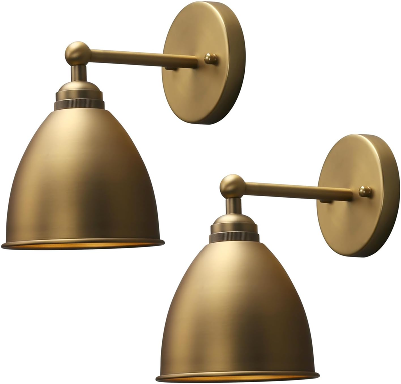 Industrial Hardwire Wall Sconce Vintage Farmhouse Wall Light Fixture, Right-Angled Wall Lights with Rustic Metal Lampshade for Bedroom, Living Room, Reading, Kitchen (Antique, 2 Pack)