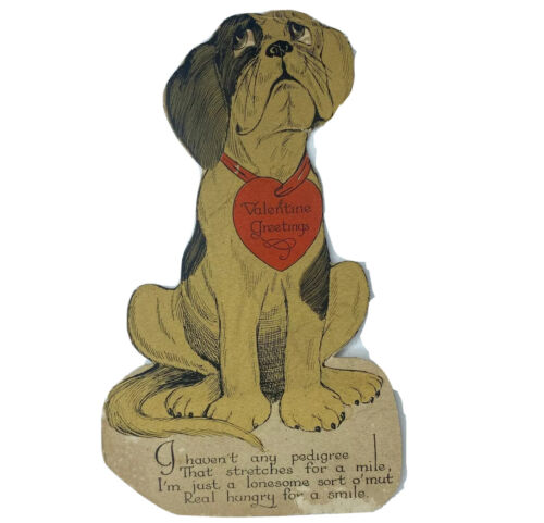Vintage Valentine Greeting Card Die Cut Mutt Puppy Dog 6