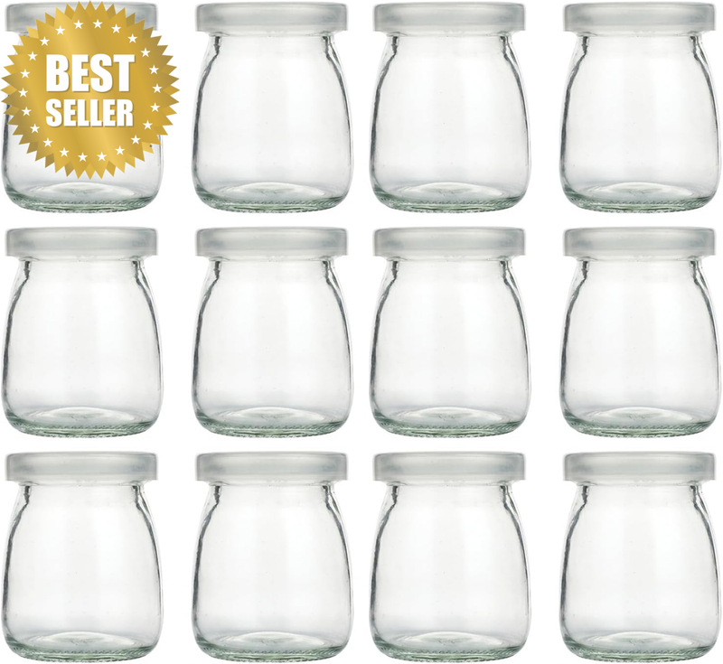 12Pcs 100Ml (7Cm X 5.5Cm) Airtight Small Glass Jars, Yogurt & Yoghurt Containers
