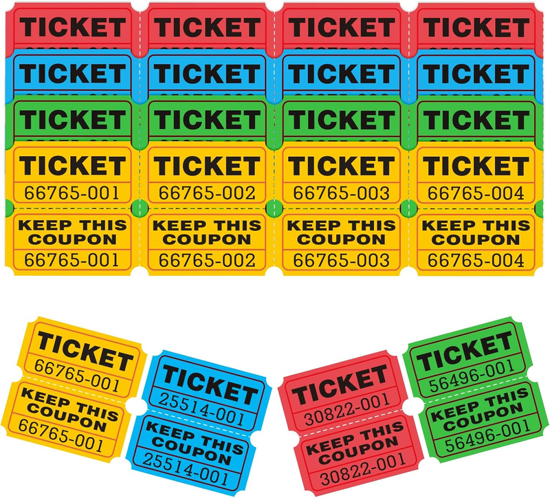 Raffle Tickets, 800 Pcs 400 Pairs,50/50 Double Ticket,Bold Numbers