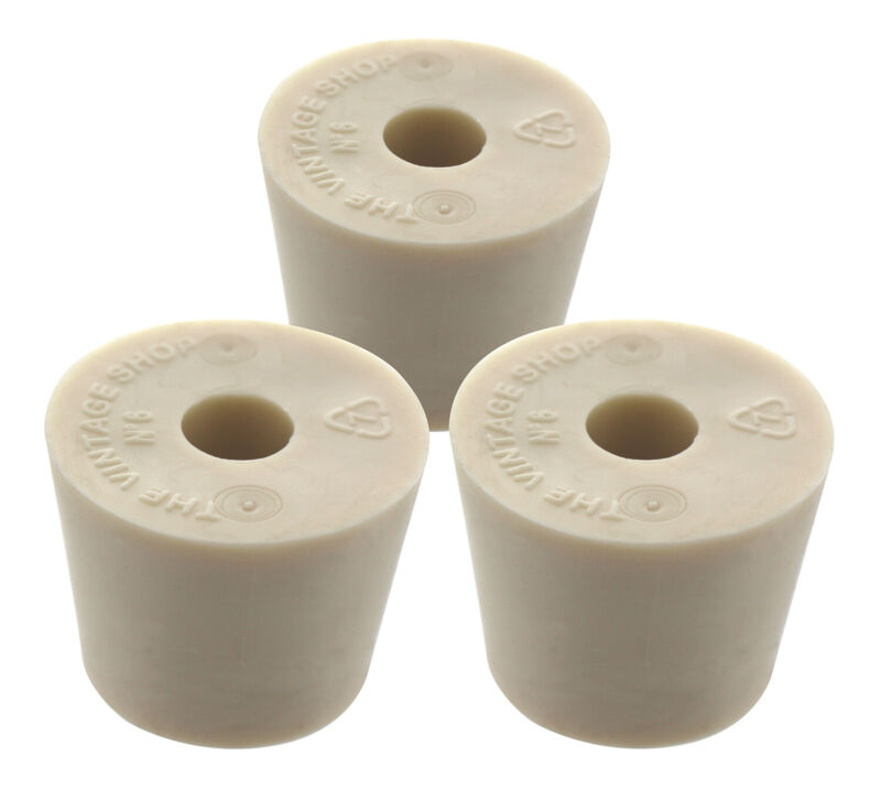 Drilled Rubber Stopper #6 (set Of 3)