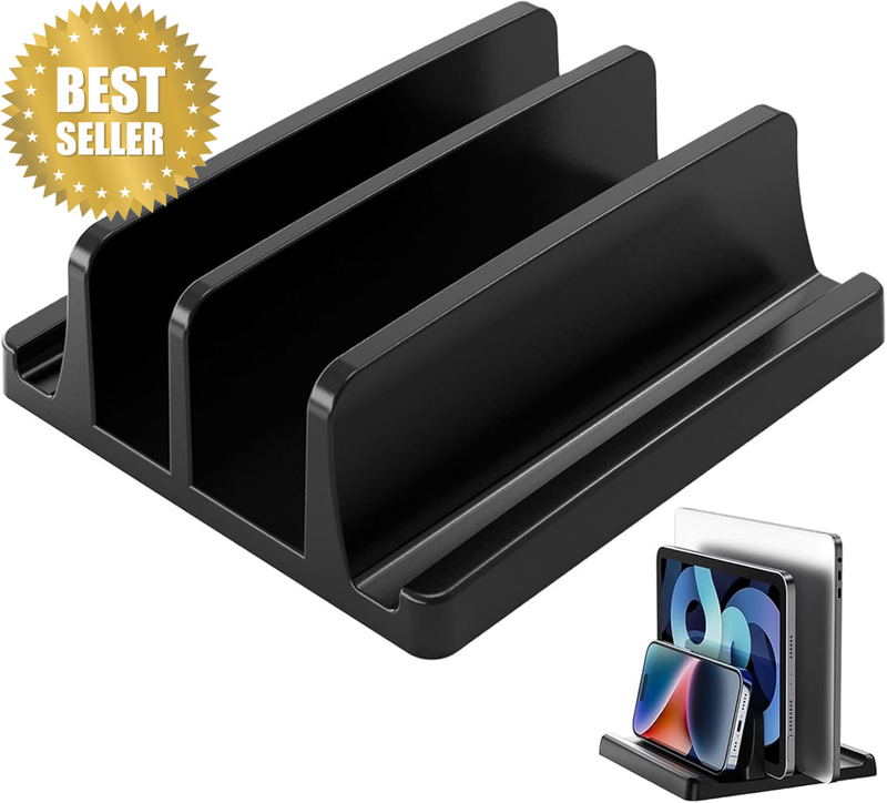 Vertical Laptop Stand with anti Slip Pads 4 Slots ABS Plastic Laptop Holder Spac
