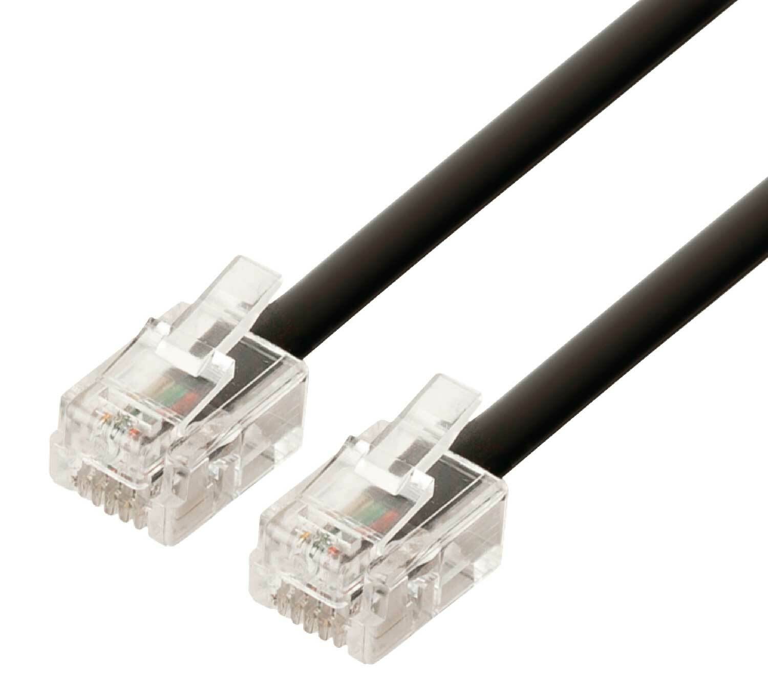20 m Universal Telefonkabel RJ11 auf RJ11 Stecker 6P4C Flachbandkabel Fax Modem