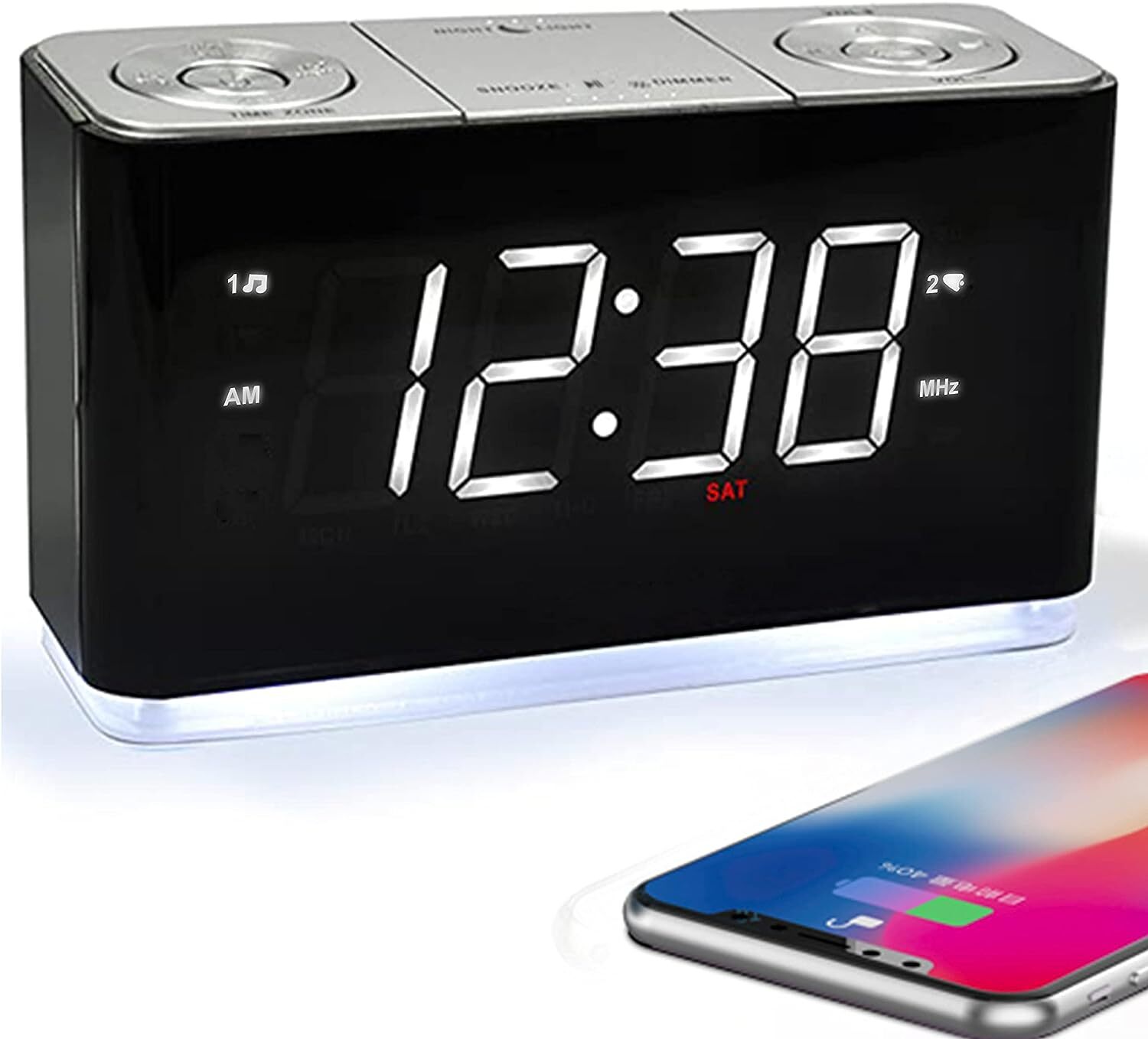 Fm Radio With Bluetooth Speaker Auto Dimmer Sleep Timer