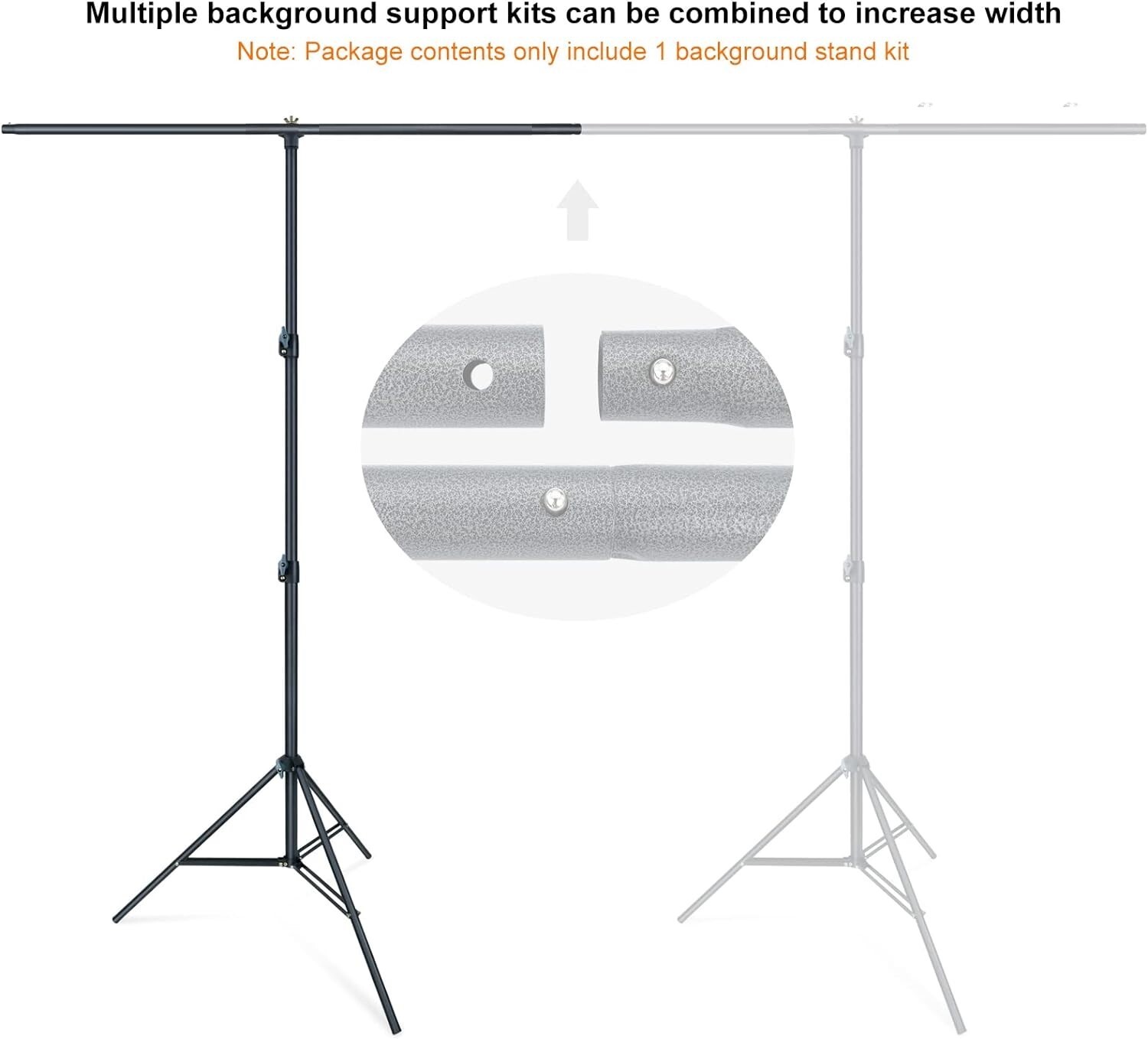LINCO Photo T-Shape Backdrop Stand Black/White 2 Backdrops Support Kit - AM207