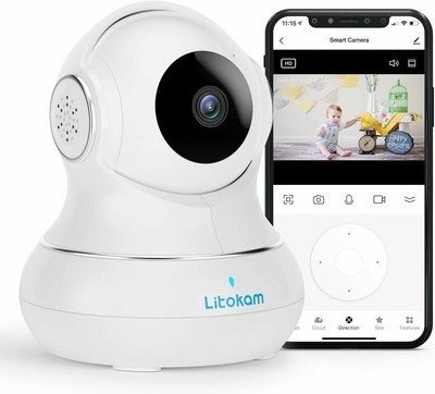 Cámara de seguridad interior Litokam P1t Wifi Camera, 1080p HD B-WARE