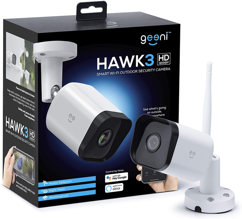 Geeni Hawk 3 HD 1080P Outdoor Security Camera, IP66 Weatherproof Wifi Surveil...