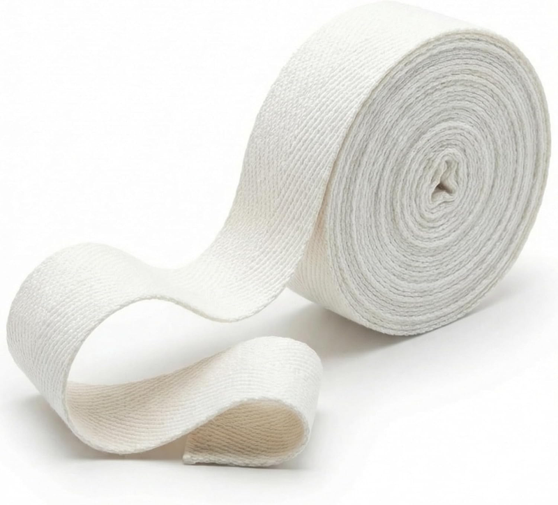 Cotton Strap Webbing, 2.5Cm X 4.5M, off White Beige, Herringbone Pattern, Twill