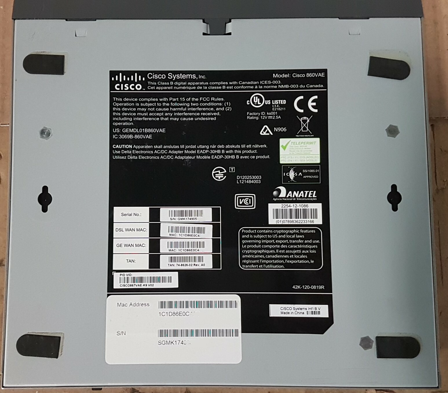 CISCO 867VAE-K9 V02 Integrated Services Router