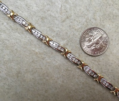 14k Gold 1ct Natural Diamond Tennis Link Bracelet Anniversary Gift 10grams
