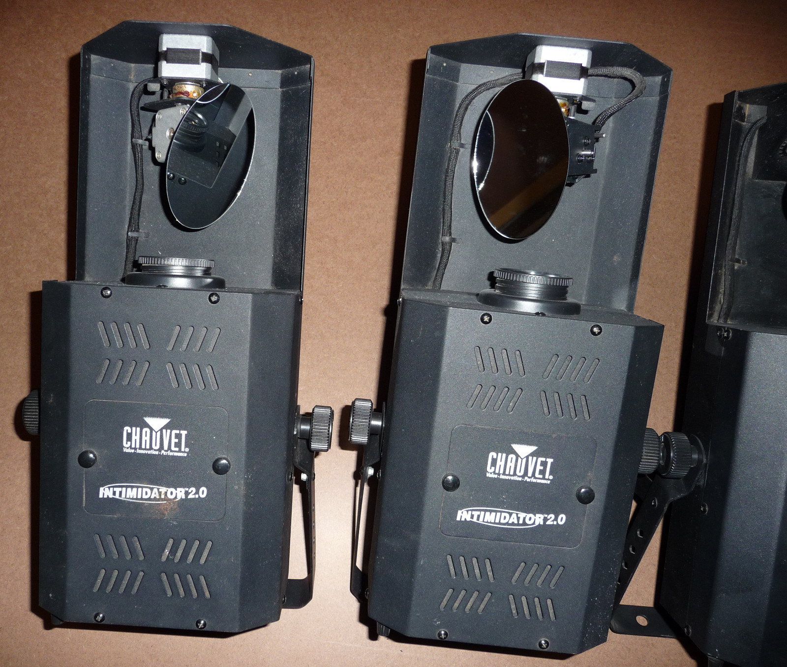 4 Used Chauvet DJ Lights - 2x Intimidator 2.0 Scanner - 2x Insignia 2.0 Barrel