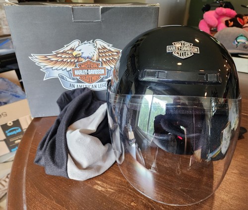 Harley Davidson ジェットヘルメット【シールド付】 Vintage Harley Davidson Jet Motorcycle Helmet ~ Black Face