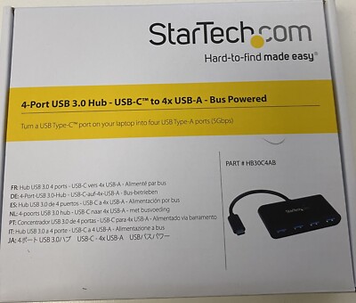 StarTech 4 Port USB C Hub w/ 4x USB-A Ports (USB 3.0 SuperSpeed 5Gbps) BLACK