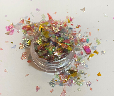Crushed Broken Glass Nail Art Glitter Premium Mirror Flakes Christmas decor uk